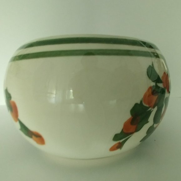 Vintage Mexican Pottery Bowl Brown Floral Botanical Design Marked Crazed - Picture 9 of 10